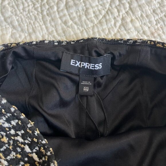Express Skirt Womens Black Multi Tweed Pencil Holiday Trim Mini NWT Size XXS - Picture 2 of 6